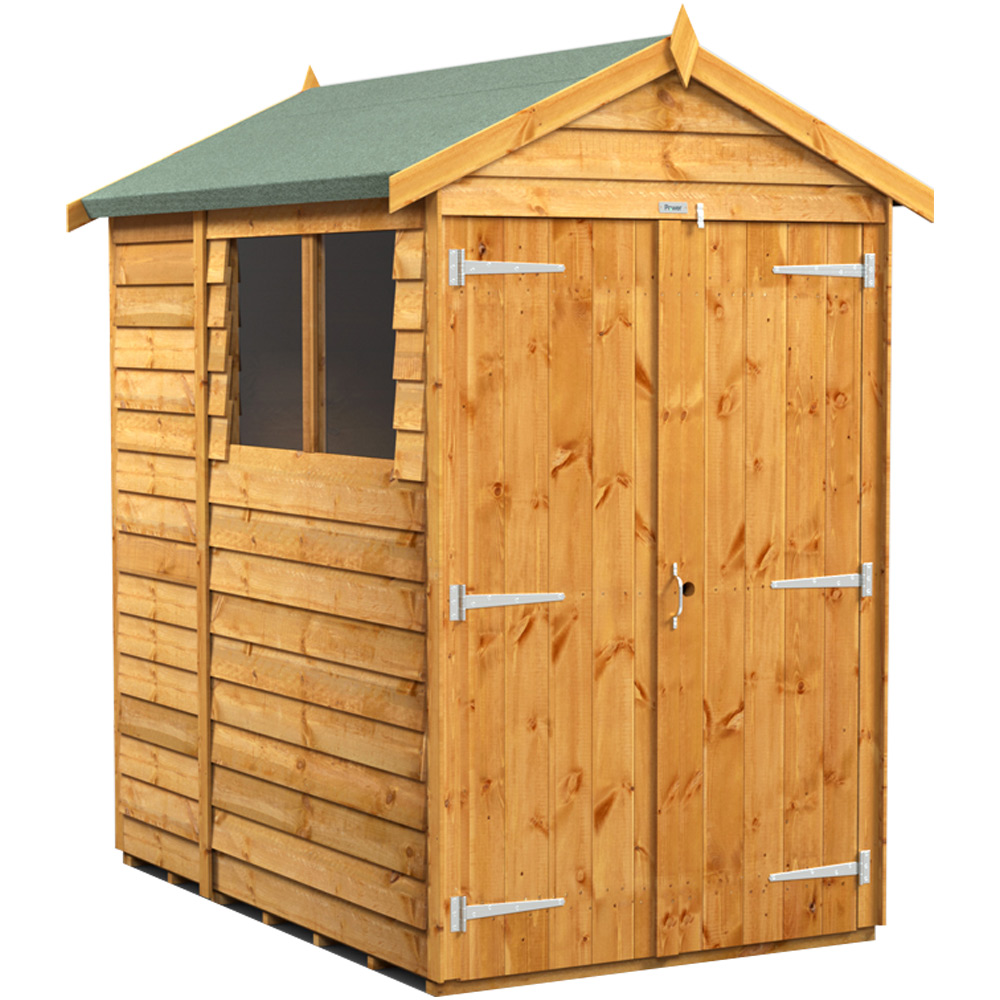 Power Sheds 6 x 4ft Double Door Overlap Apex Wooden Shed Image 1