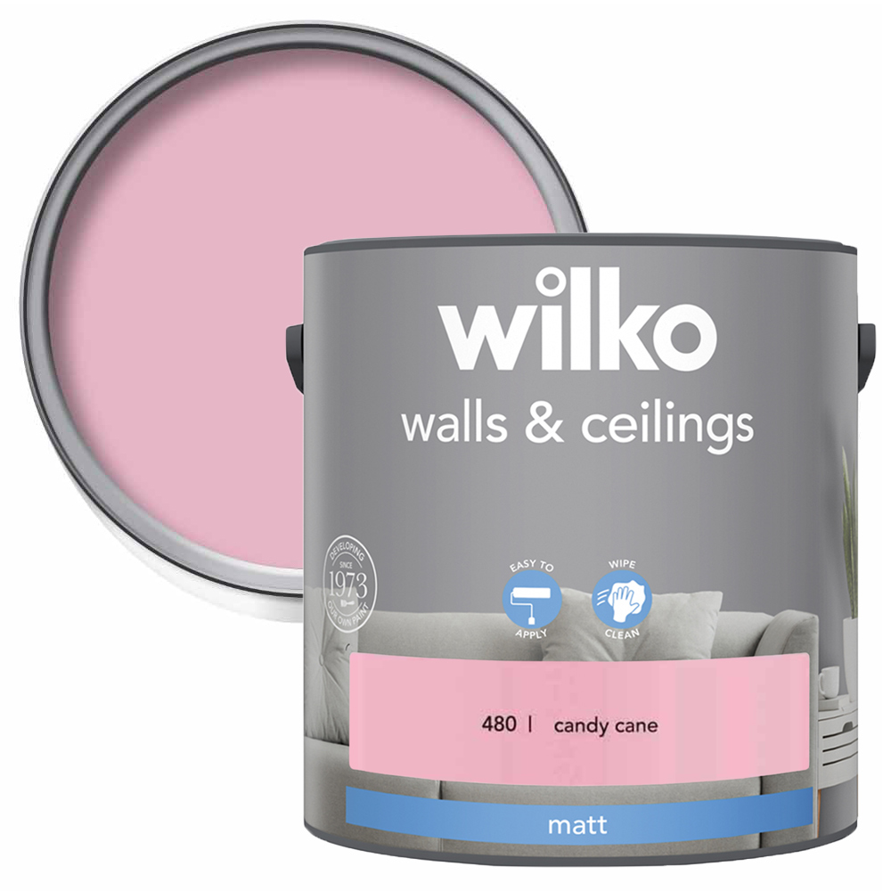 Wilko Walls & Ceilings Candy Cane Matt Emulsion Paint 2.5L Image 1