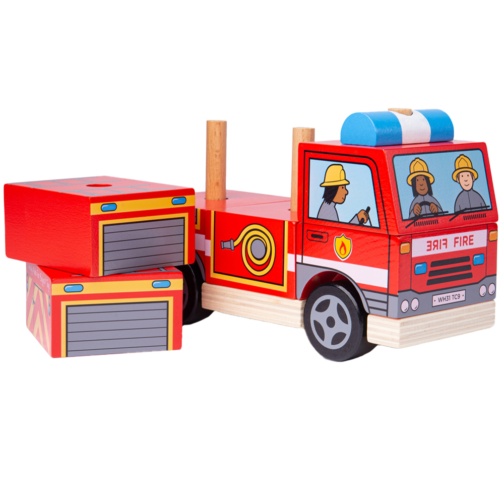 Bigjigs Toys Stacking Fire Engine Toy Red Image 3
