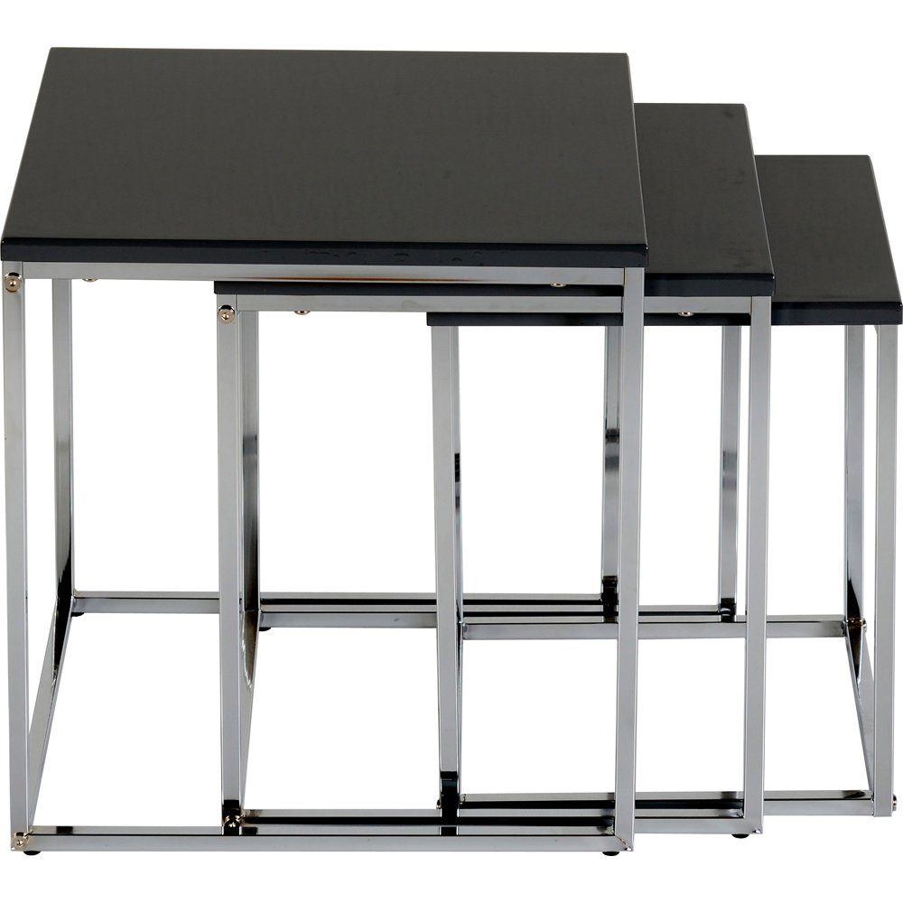 Seconique Charisma Black Gloss and Chrome Nesting Tables Set of 3 Image 4