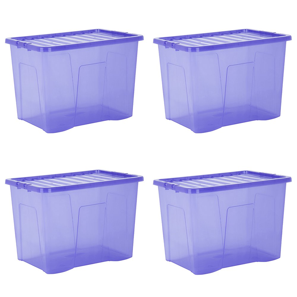 Wham 80L Blue Crystal Storage Box and Lid 4 Pack Image 1