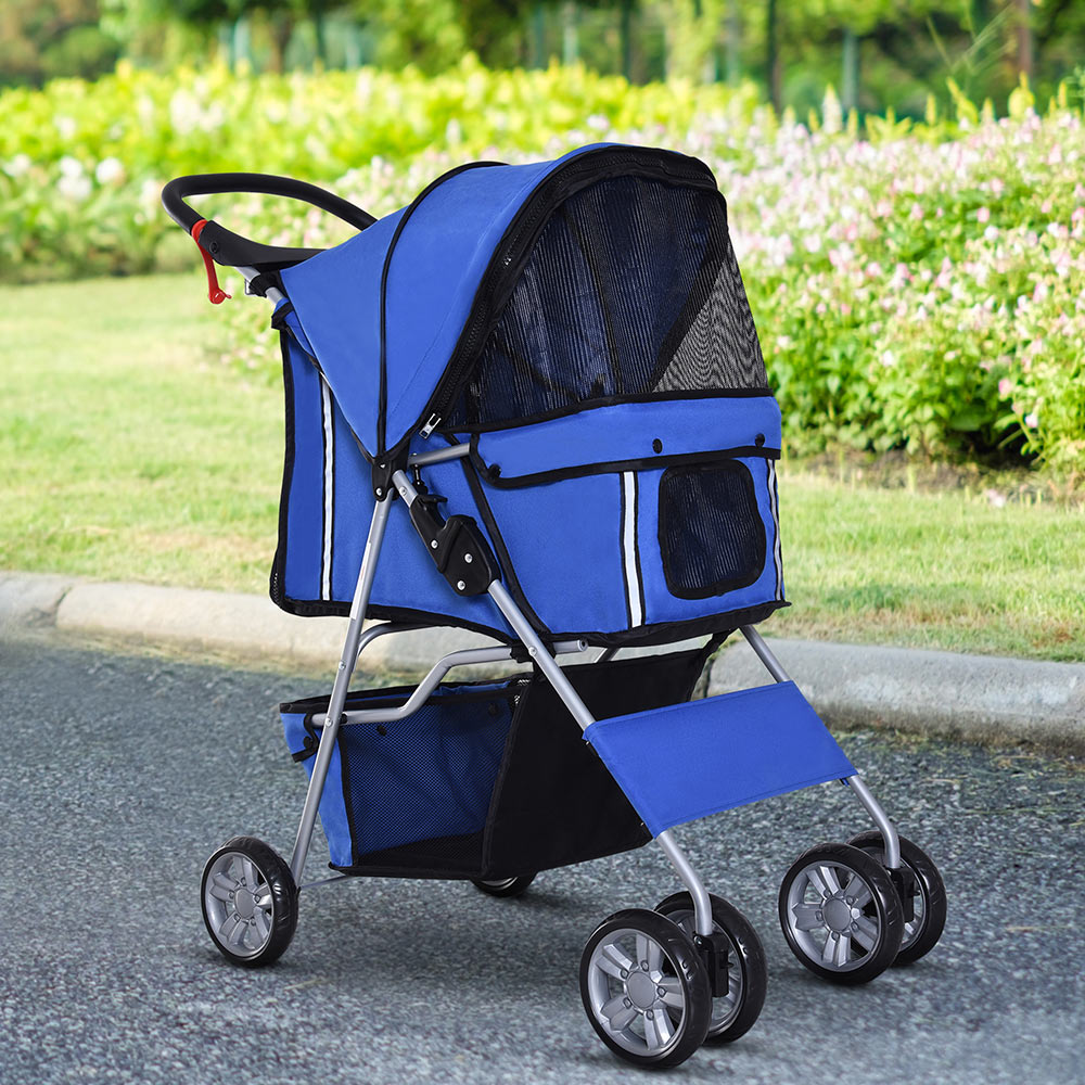 PawHut Pet Stroller With Basket Blue Image 6
