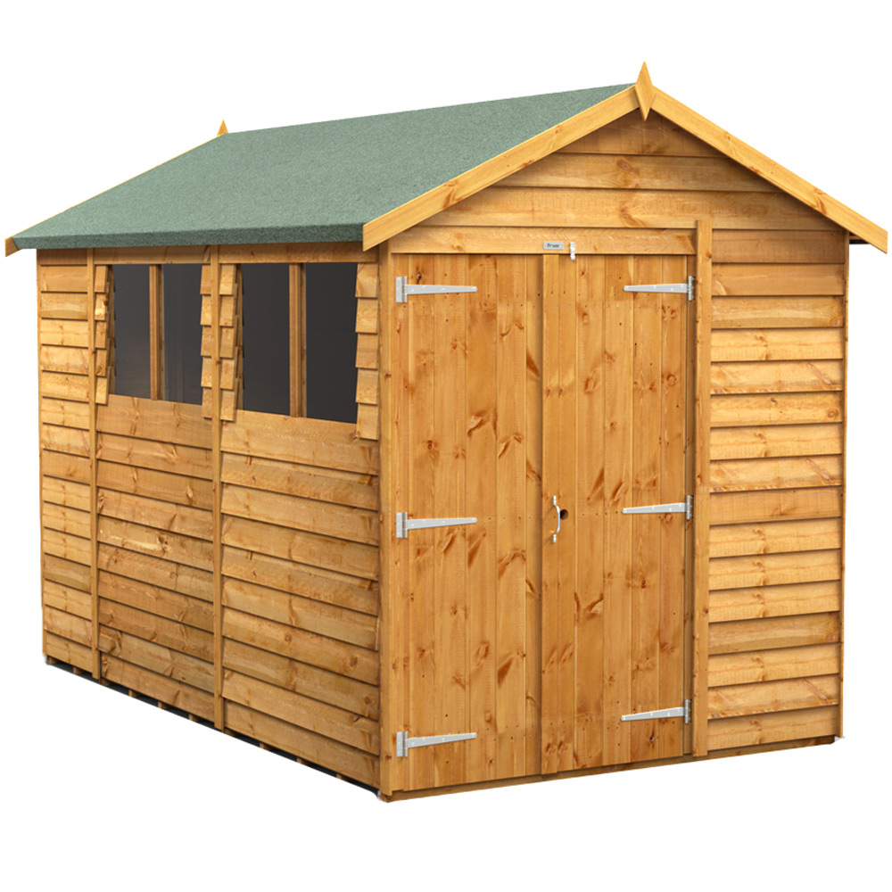 Power Sheds 10 x 6ft Double Door Overlap Apex Wooden Shed with Window Image 1