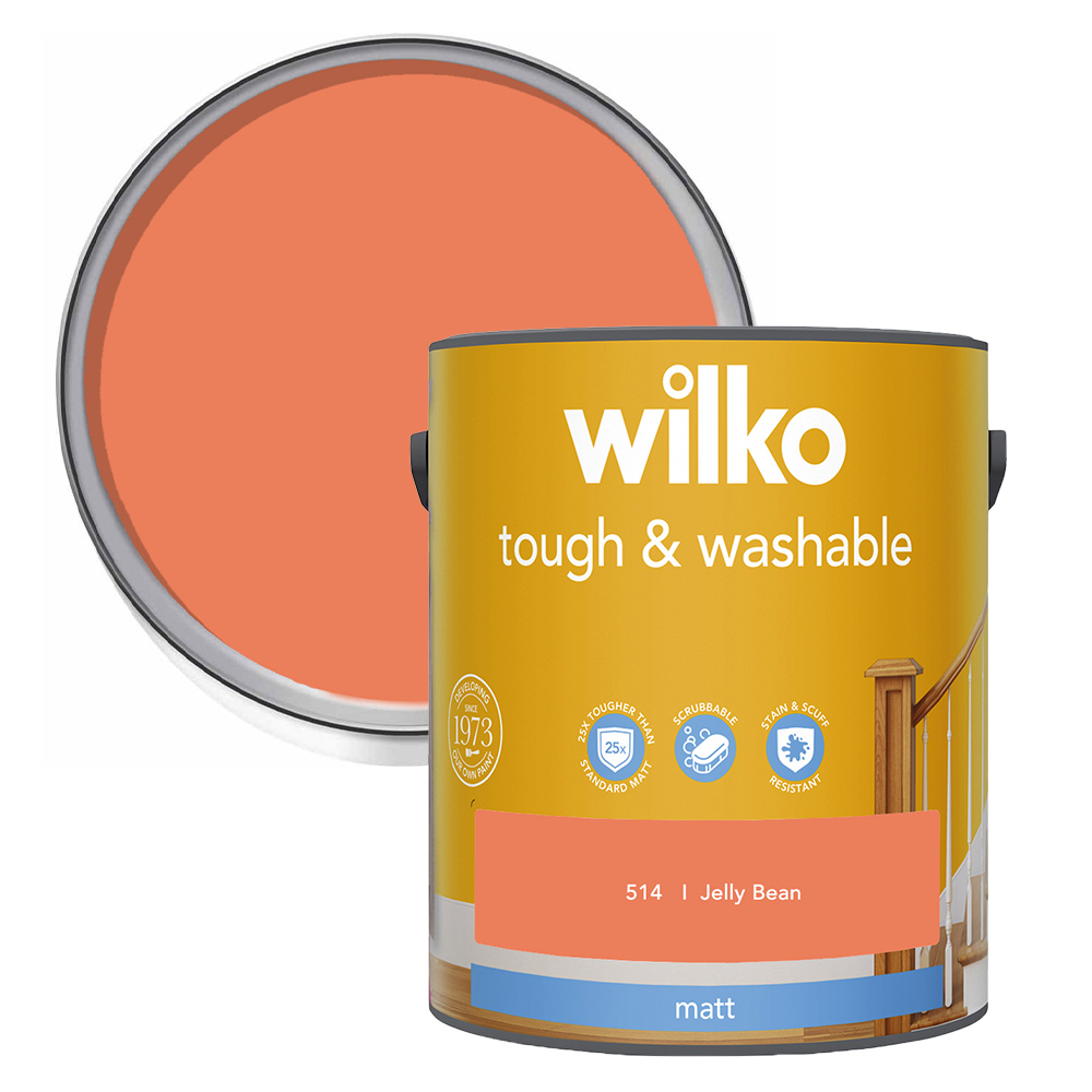 Wilko Tough & Washable Jelly Bean Matt Emulsion Paint 5L Image 1