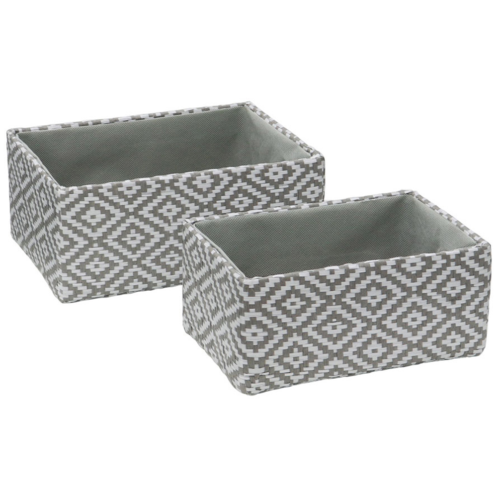 JVL Argyle Grey Rectangular Paper Storage Baskets Set of 2 Image 1