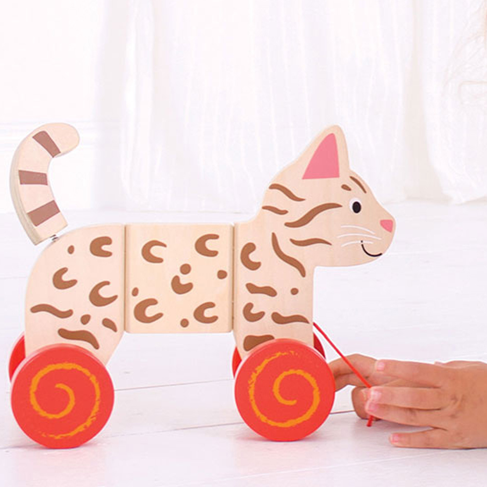 Bigjigs Toys Kids Wooden Pull Along Cat Image 6