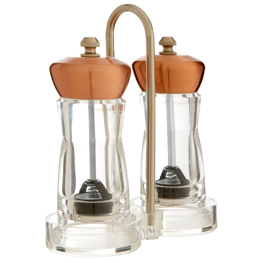 Premier Housewares Salt Pepper Copper Mill Set with Stand Image 2