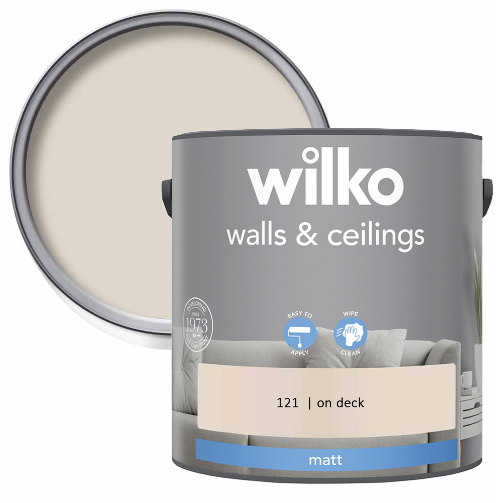 Wilko Walls & Ceilings On Deck Matt Emulsion Paint 2.5L Image 1