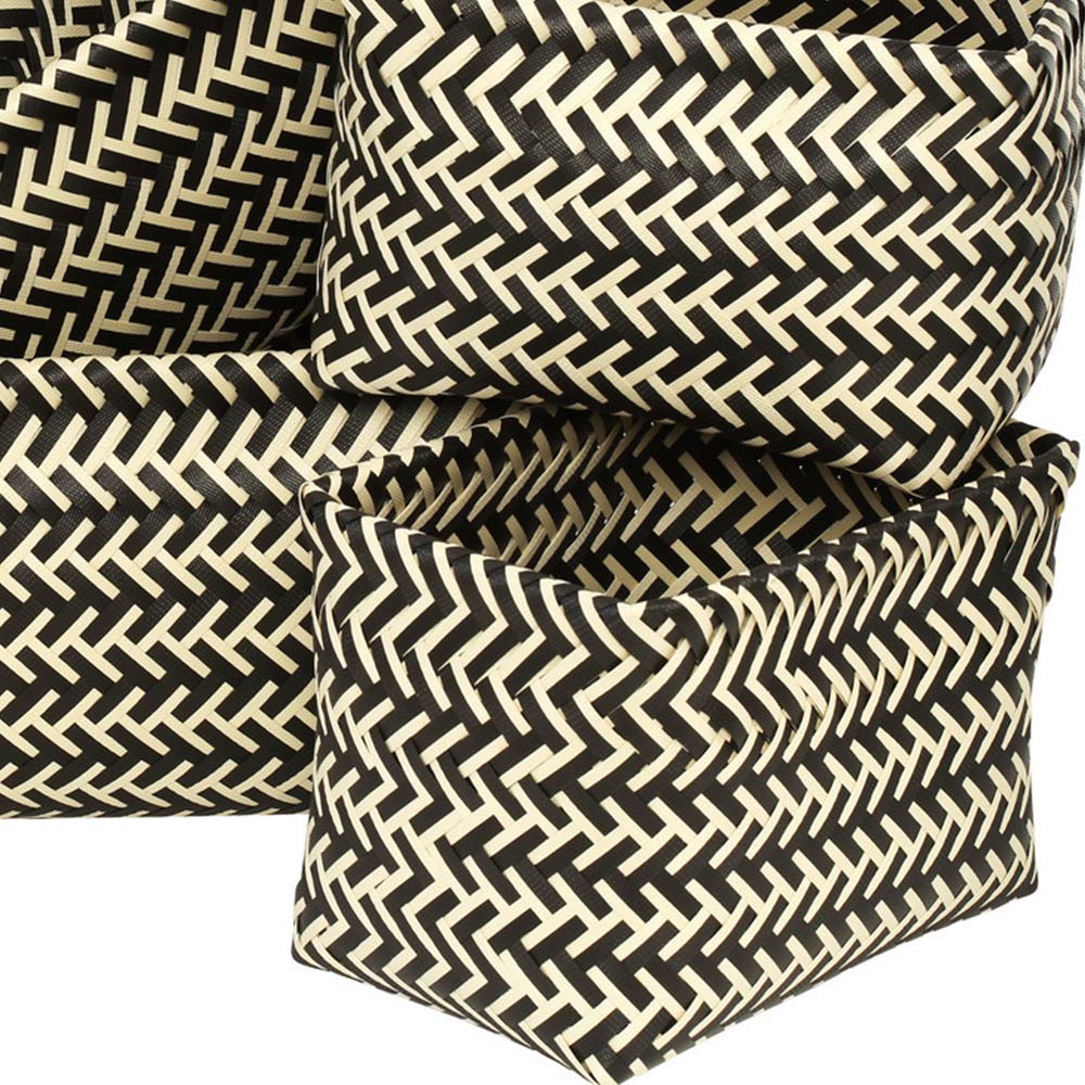 Premier Housewares Black and White Woven Storage Basket Set of 5 Image 4