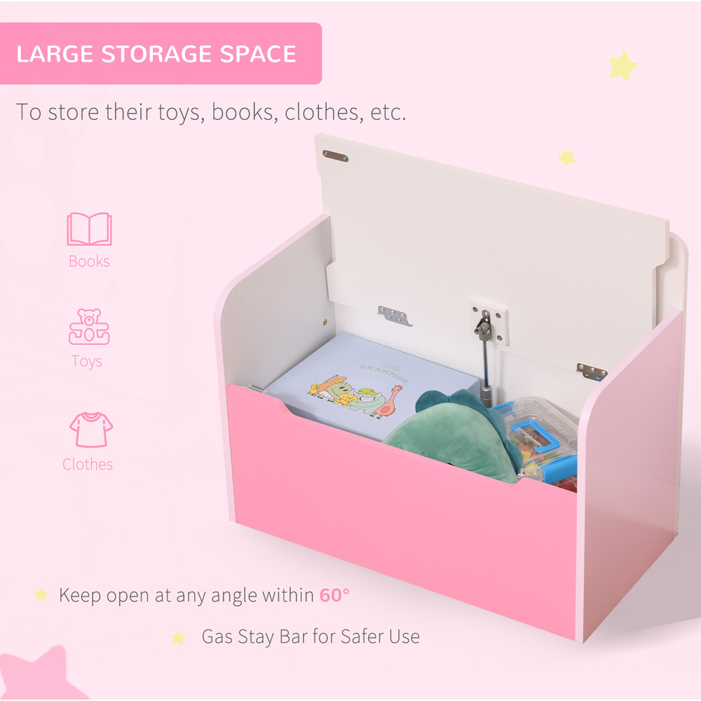 Playful Haven Pink Kids Storage Chest Bench Image 5