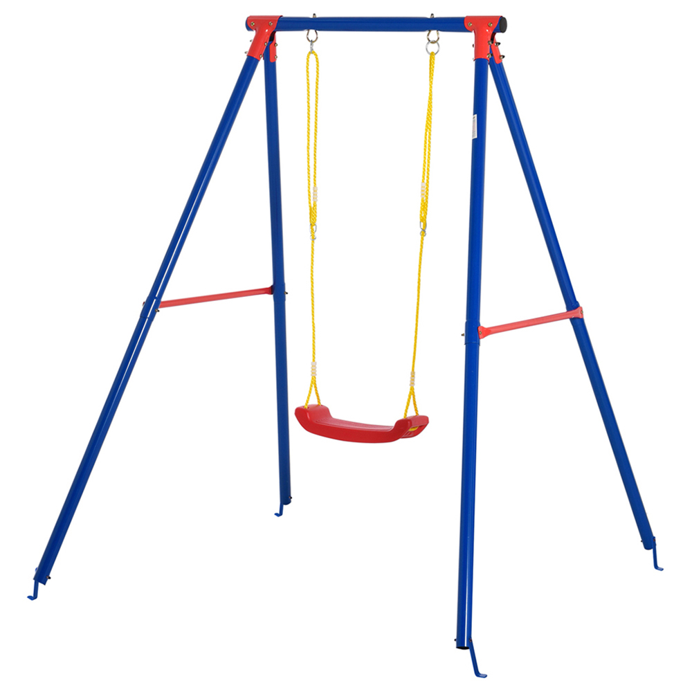 Outsunny Kids Blue and Red Metal Swing for 3-8 Age Image 1