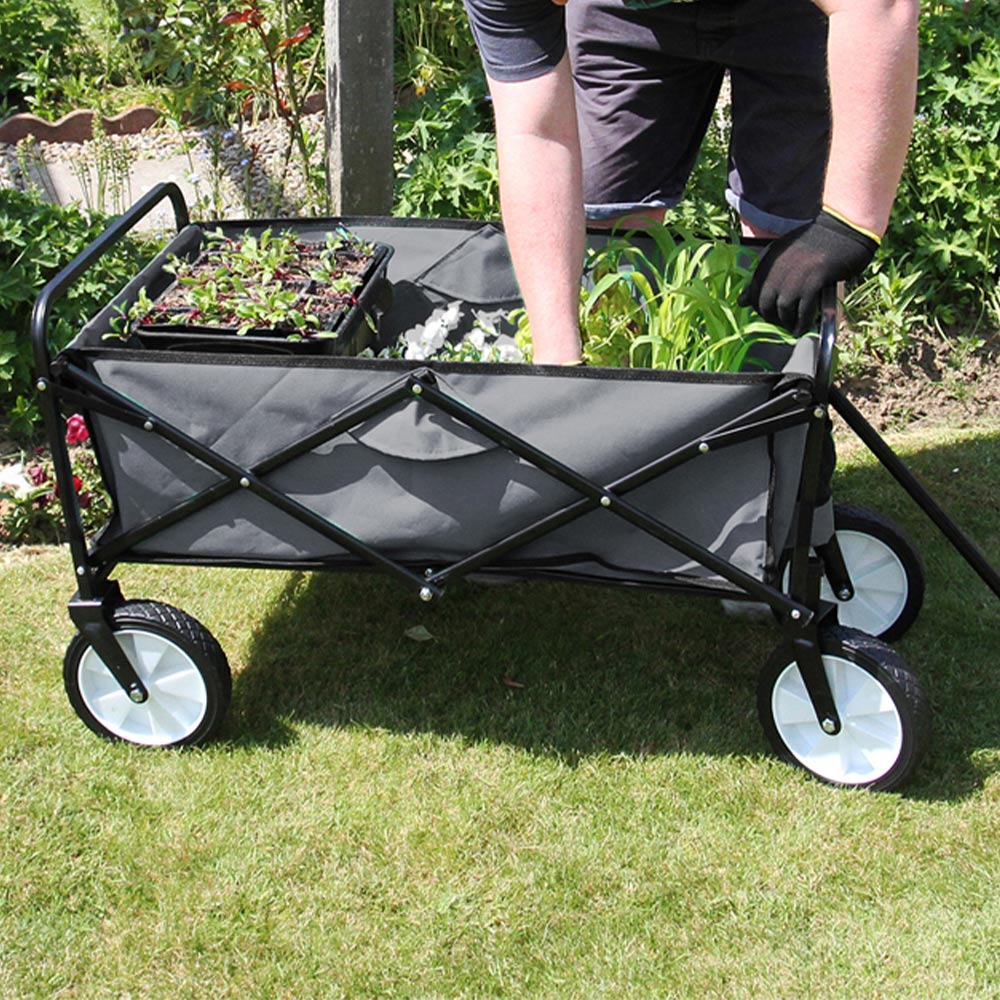 Foldable Garden Cart Wagon - Grey Image 2