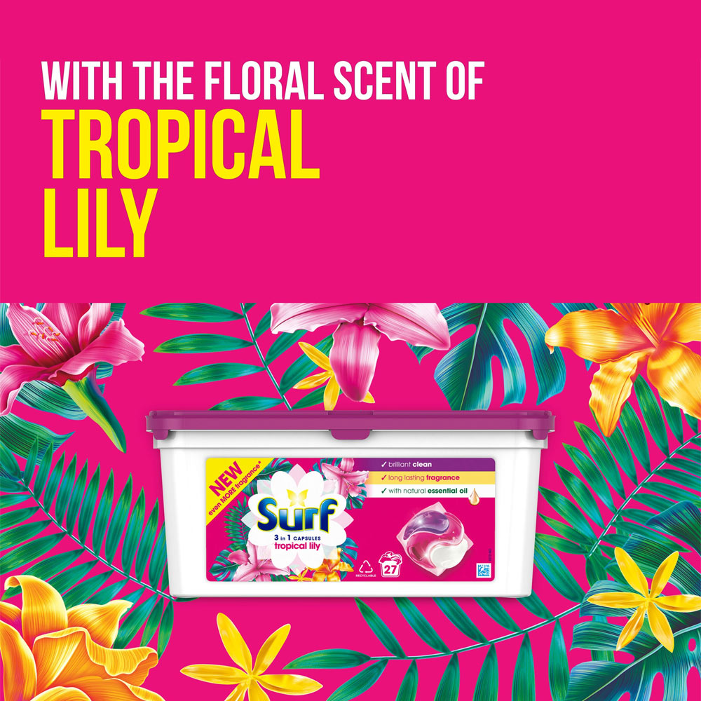 Surf 3 in 1 Tropical Lily Laundry Washing Capsules 27 Washes Image 6