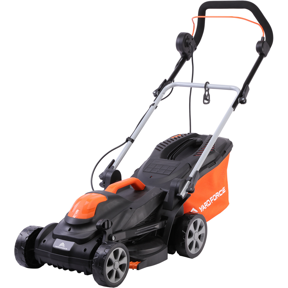 Yard Force EM N34A 1400W 34cm Electric Lawnmower with 35L Grass Bag and Rear Roller. Image 1