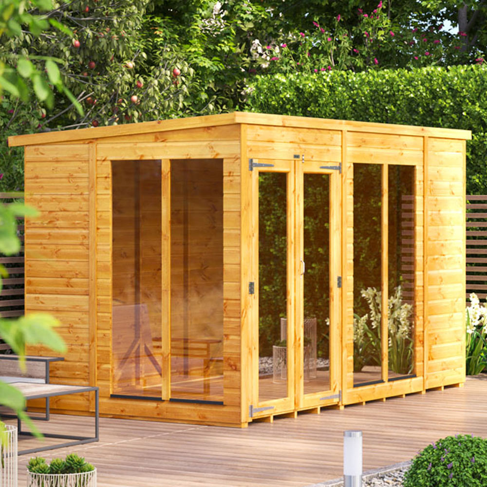 Power Sheds 10 x 6ft Double Door Pent Traditional Summerhouse Image 2