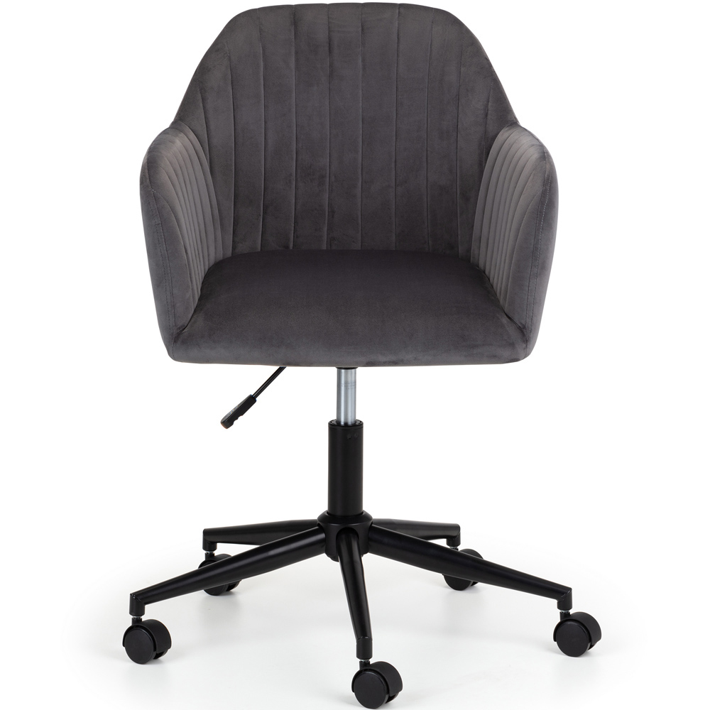 Julian Bowen Kahlo Grey and Black Velvet Swivel Office Chair Image 3
