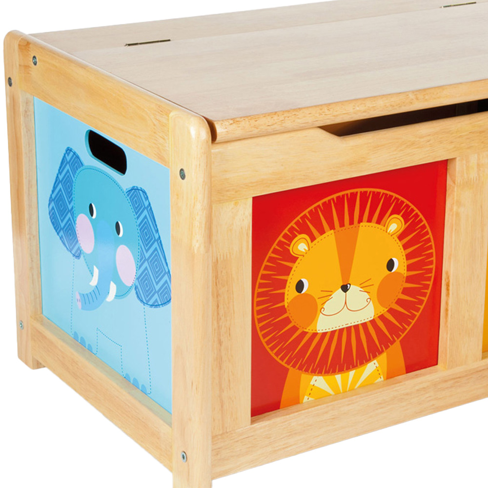 Tidlo Wooden Natural Jungle Toy Chest Image 4