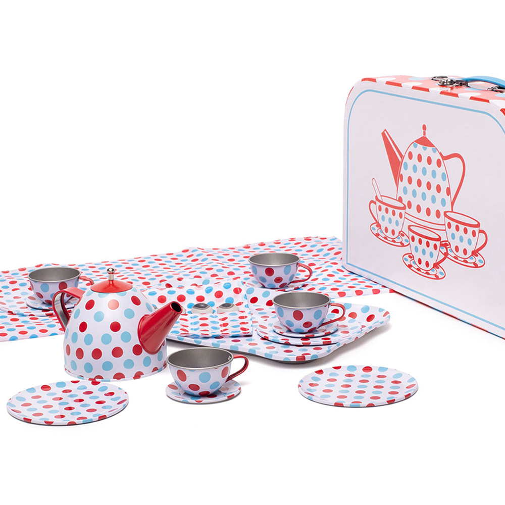Bigjigs Toys Spotted Tea Set in a Case White Image 5