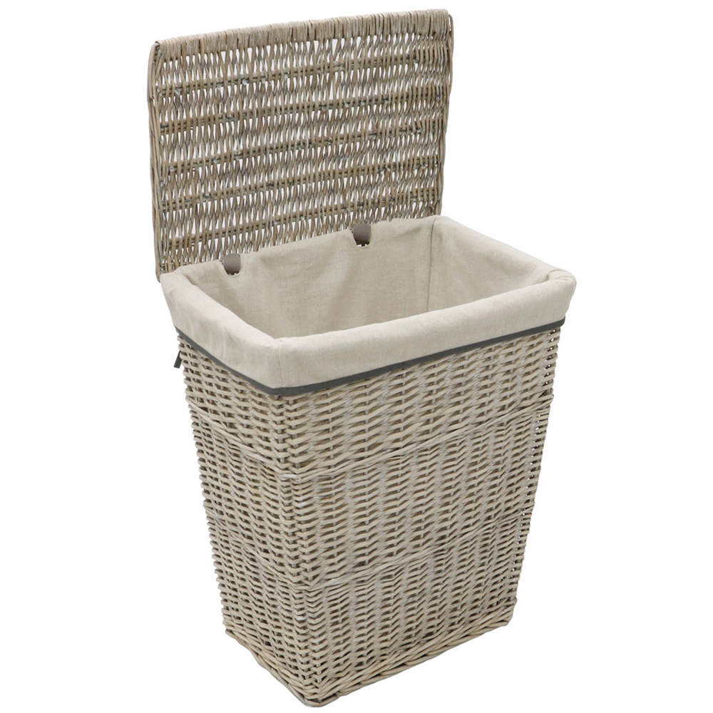 JVL Arianna Grey Rectangular Tapered Willow Linen Laundry Basket 65L Image 3