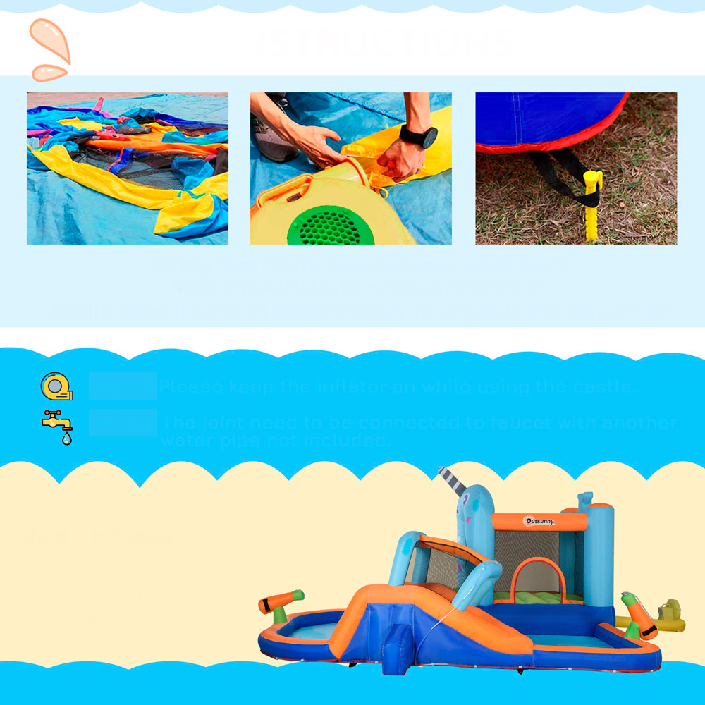 Outsunny 5-in-1 Whale Style Bouncy Castle Image 2