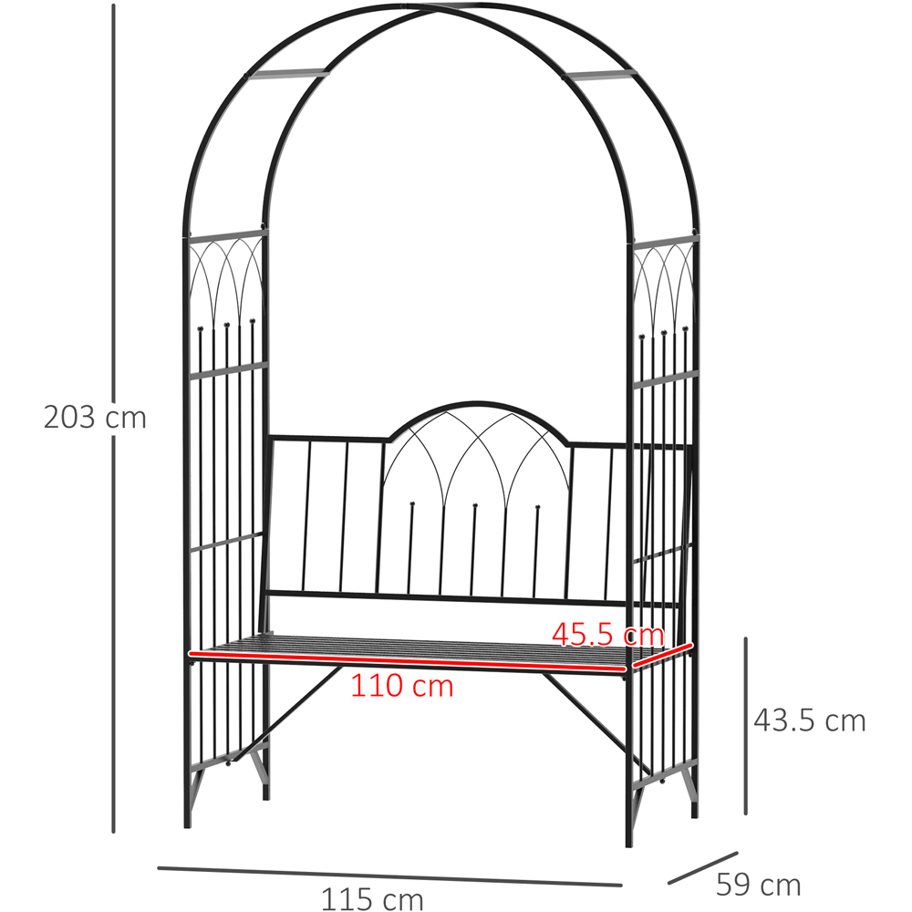 Outsunny 2 Seater 6.6 x 3.7 x 1.9ft Garden Arched Arbour with Trellis Side Image 8