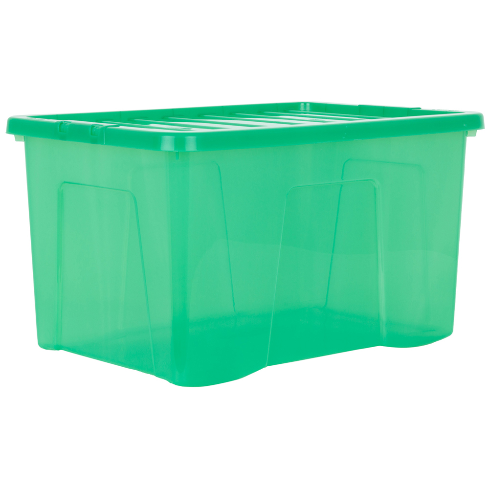 Wham Crystal 60L Clear Green Stackable Plastic Storage Box and Lid Pack 5 Image 3