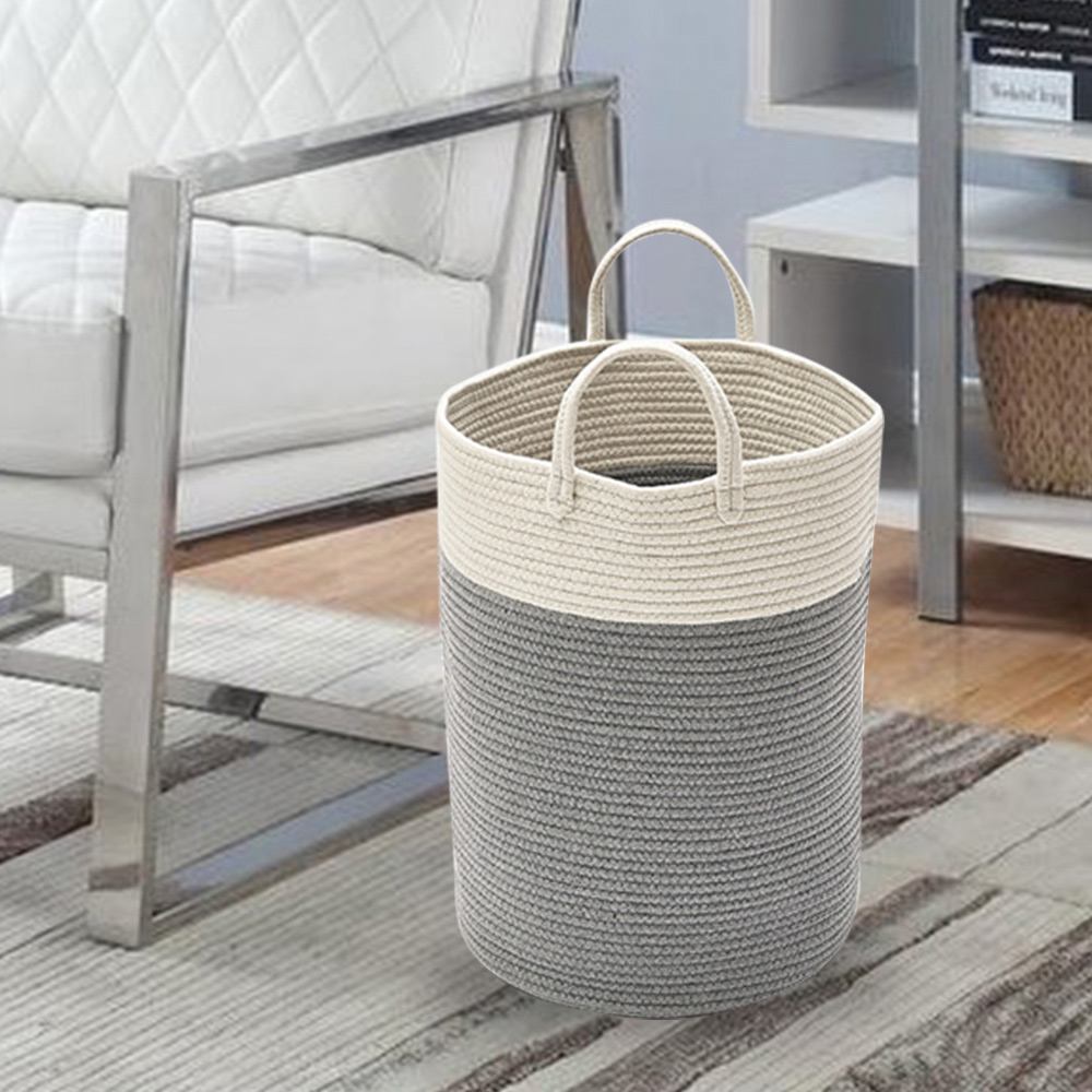 Living and Home Grey Laundry Basket 50cm Image 2