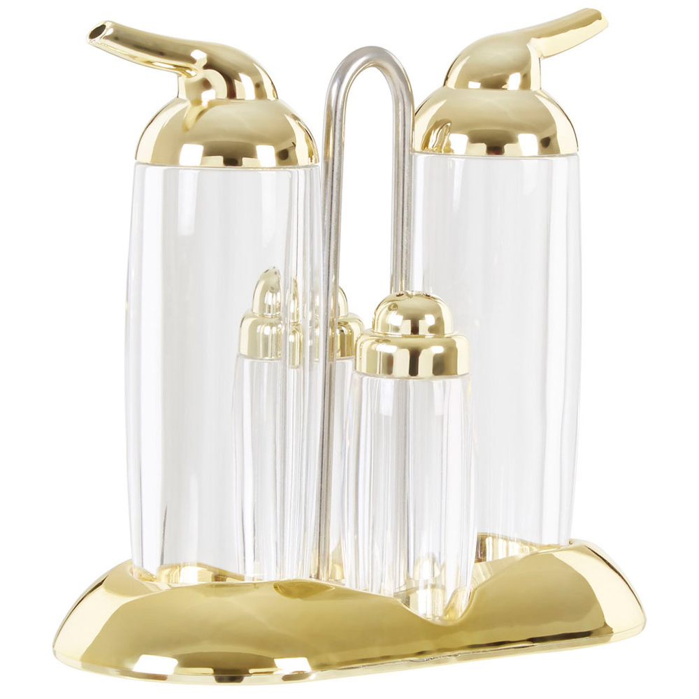 Premier Housewares Gozo Transparent and Gold Condiments Set 4 Pack Image 2