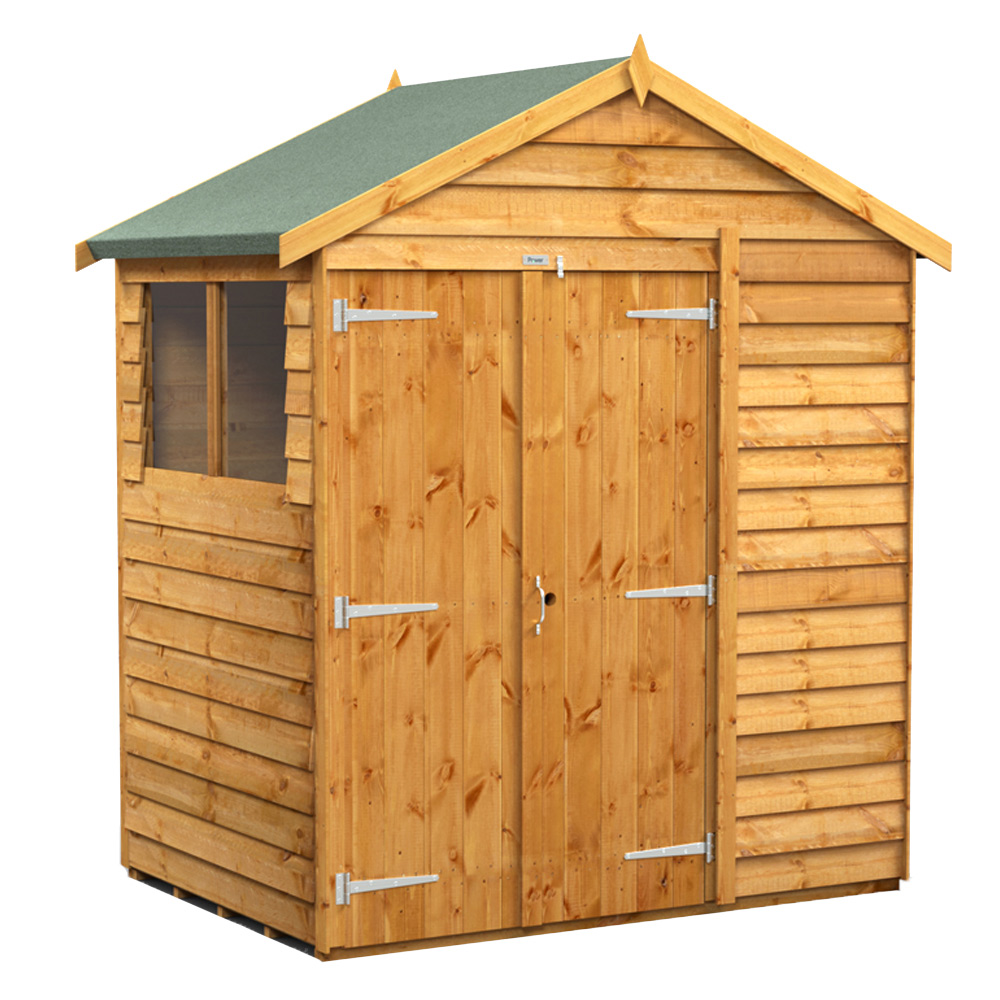 Power Sheds 4 x 6ft Double Door Overlap Apex Wooden Shed Image 1