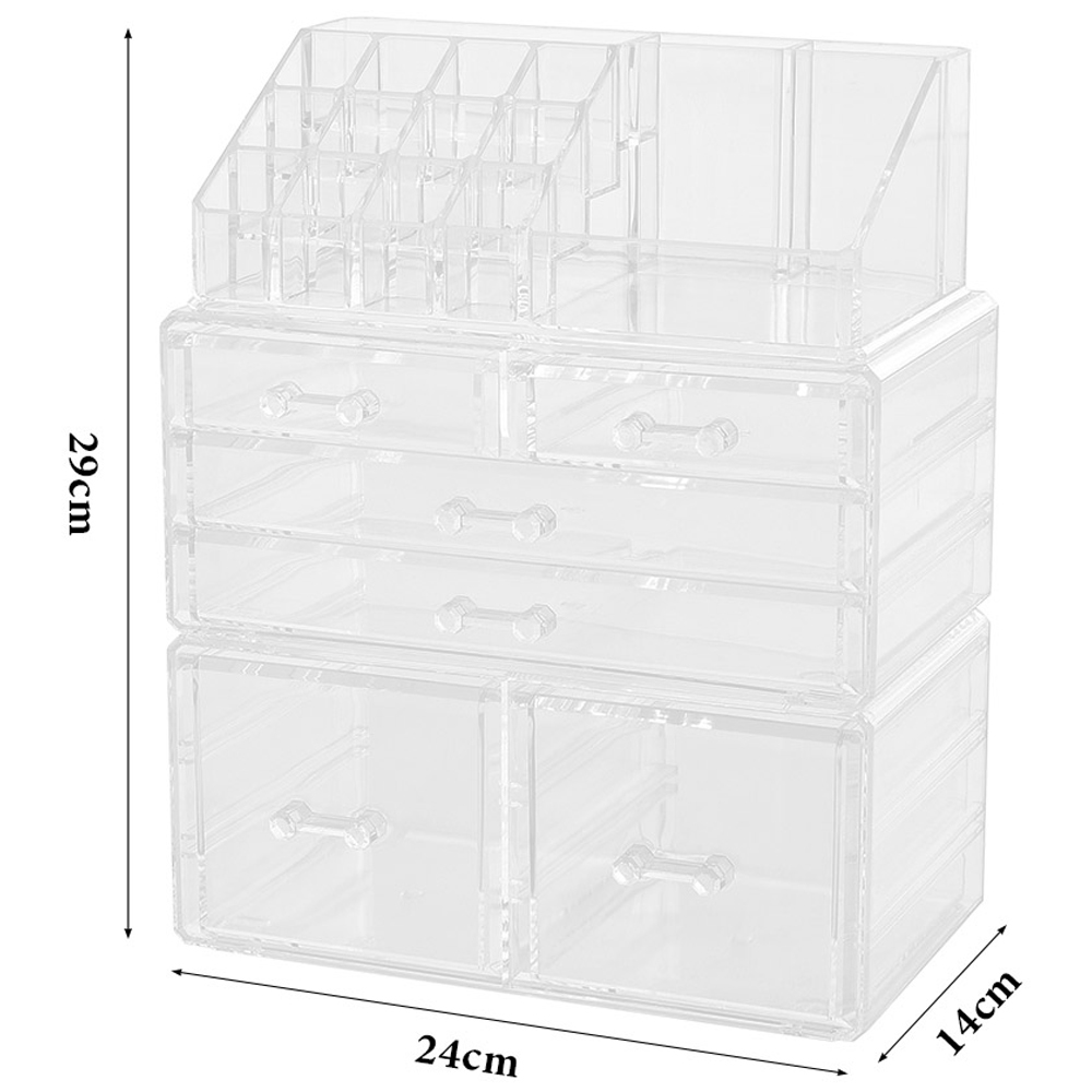 Living and Home Clear Acrylic Makeup Organiser with Drawers Image 8