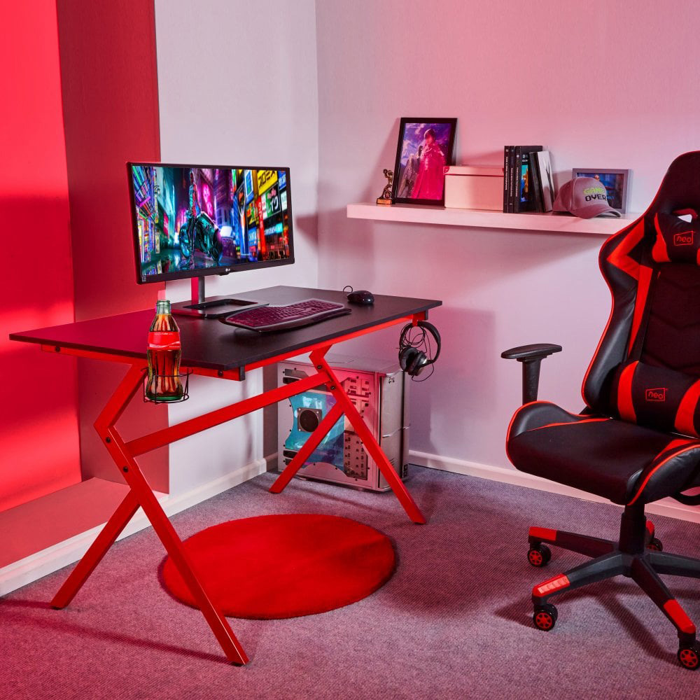 Neo Ergonomic Computer Gaming Desk Red Image 5