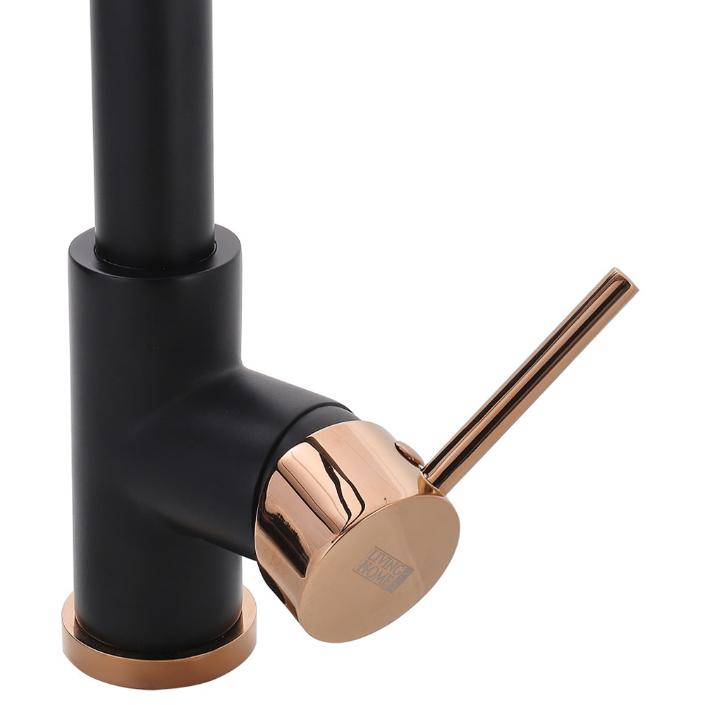 Living and Home Black and Rose Gold Single Lever Mono Kitchen Tap Image 3