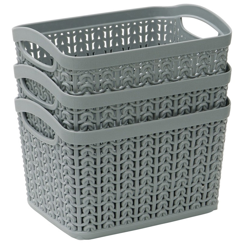 JVL Loop 1.5L Set of 3 Grey Storage Baskets Image 2