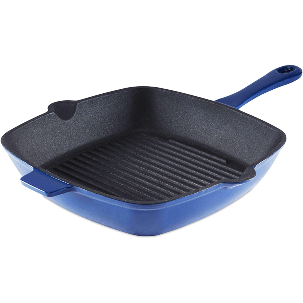 Barbary and Oak 26cm Blue Cast Iron Grill Pan Image 1