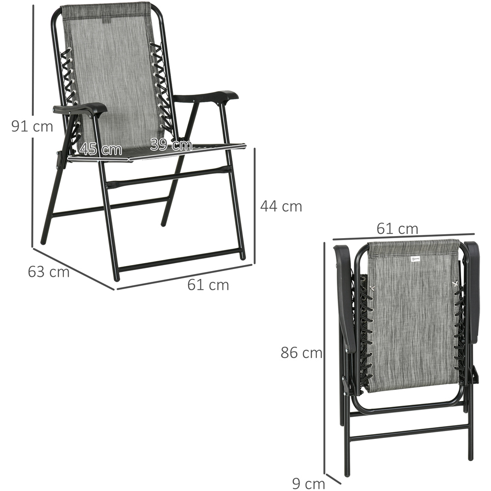 Outsunny Set of 2 Grey Foldable Deck Chair Image 8