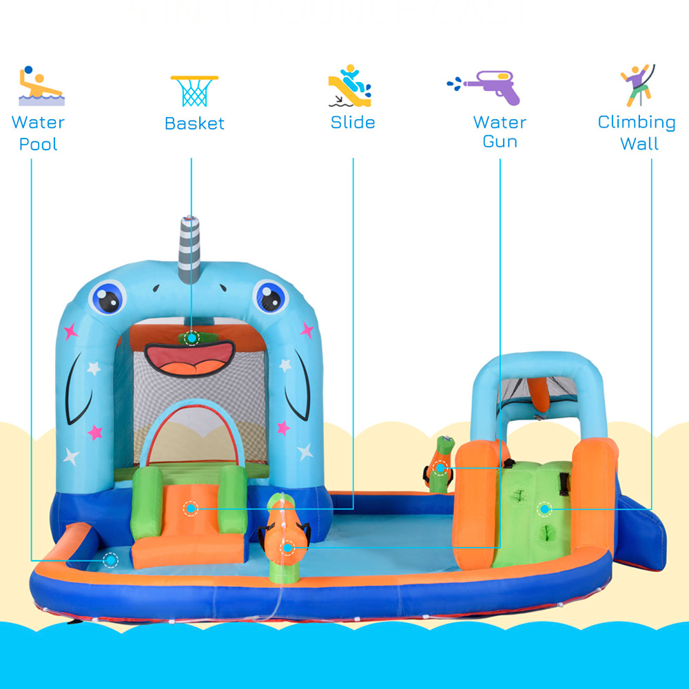 Outsunny 5-in-1 Whale Style Bouncy Castle Image 4