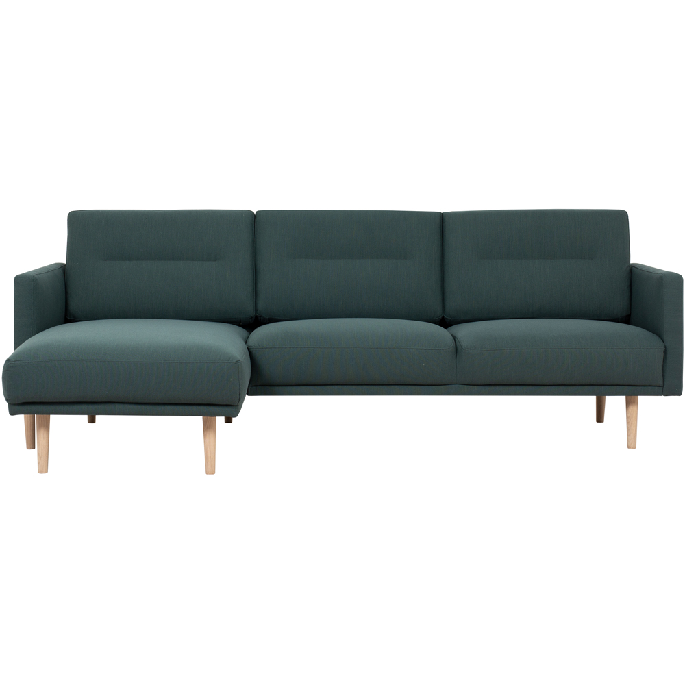 Florence Larvik 3 Seater Dark Green LH Chaiselongue Sofa with Oak Legs Image 2