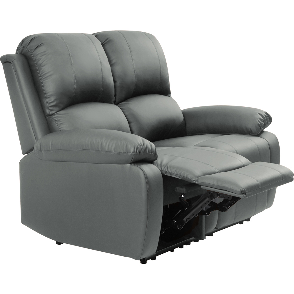 Brooklyn 2 Seater Dark Grey Bonded Leather Manual Recliner Sofa Image 2