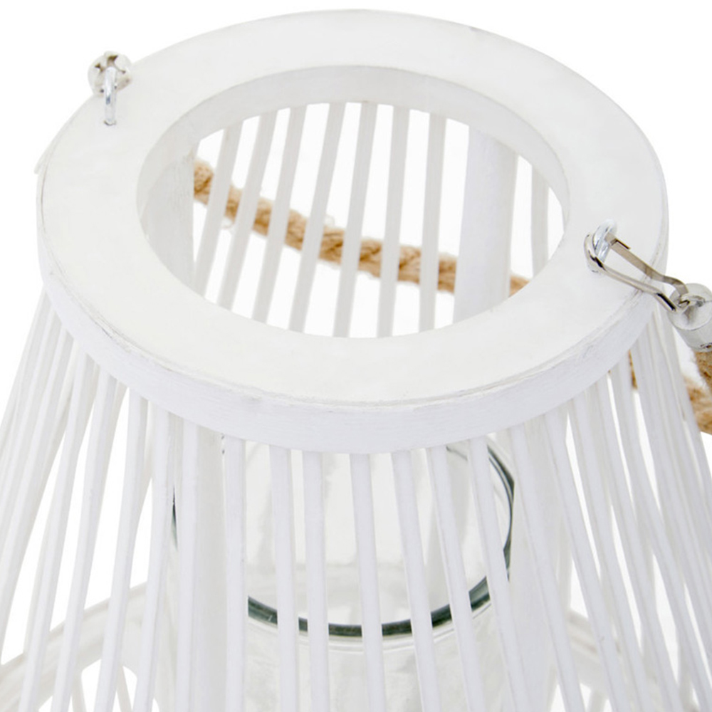 Premier Housewares Lentigo White Bamboo Lantern Small  Image 5