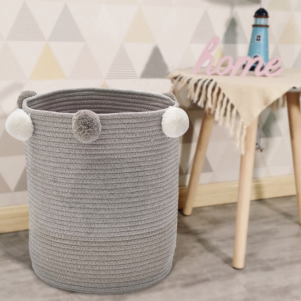 Living And Home WH0702 Grey Cotton Fabric Laundry Basket Image 5