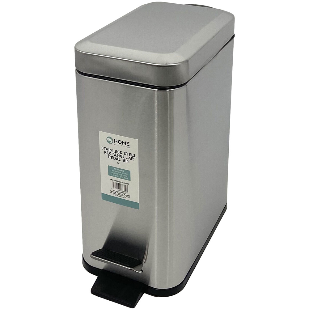 My Home Stainless Steel Rectangular Pedal Bin 5L Image 1