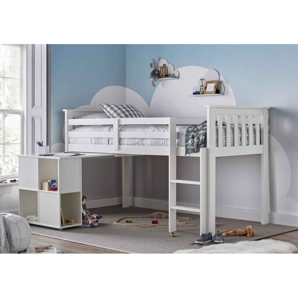 Milo Single White Sleep Station Desk Storage Bed and Memory Foam Mattress Image 4