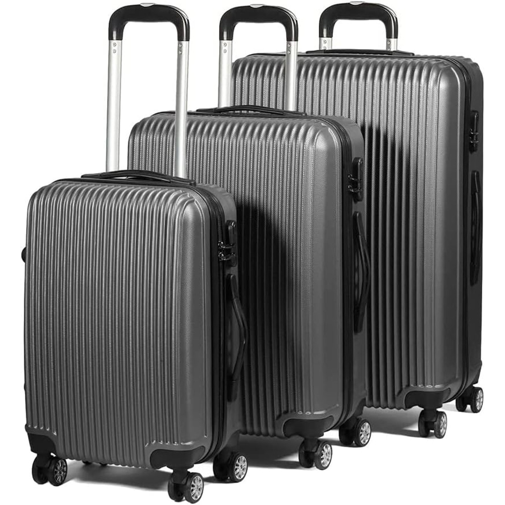 SA Products Set of 3 Dark Grey Hard Shell Lightweight Luggage Image 1