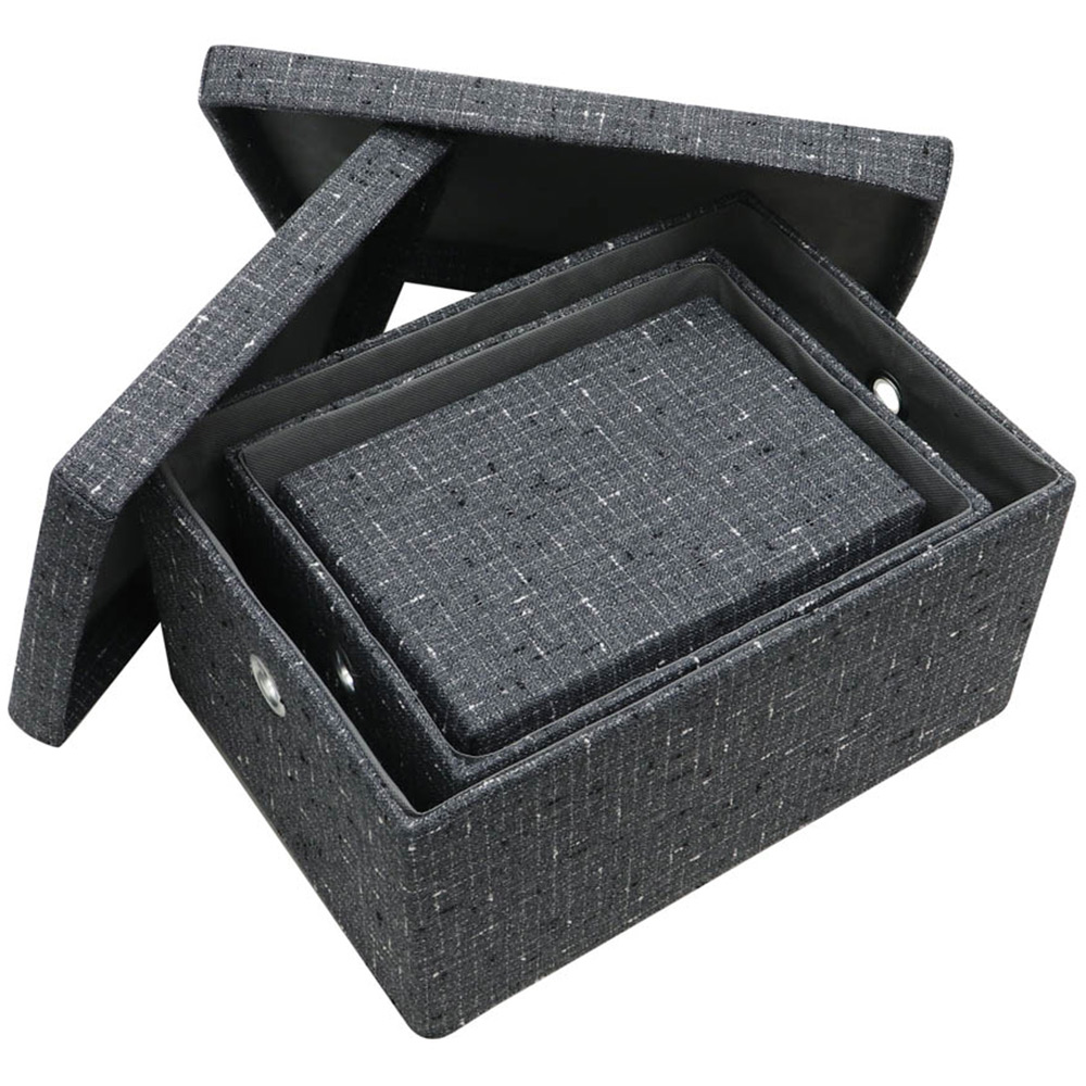 JVL Urban Set of 3 Rectangular Paper Storage Boxes with Lids Image 4