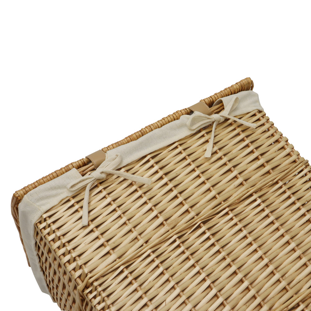 JVL Acacia Honey Rectangular Willow Laundry Baskets Set of 2 with 2 Waste Paper Baskets Image 6