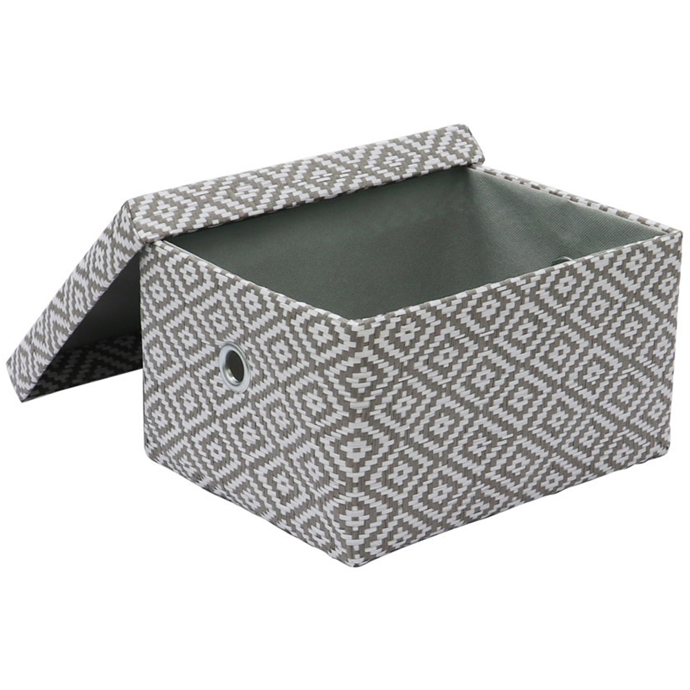 JVL Argyle Grey Rectangular Paper Storage Boxes with Lids Set of 3 Image 6