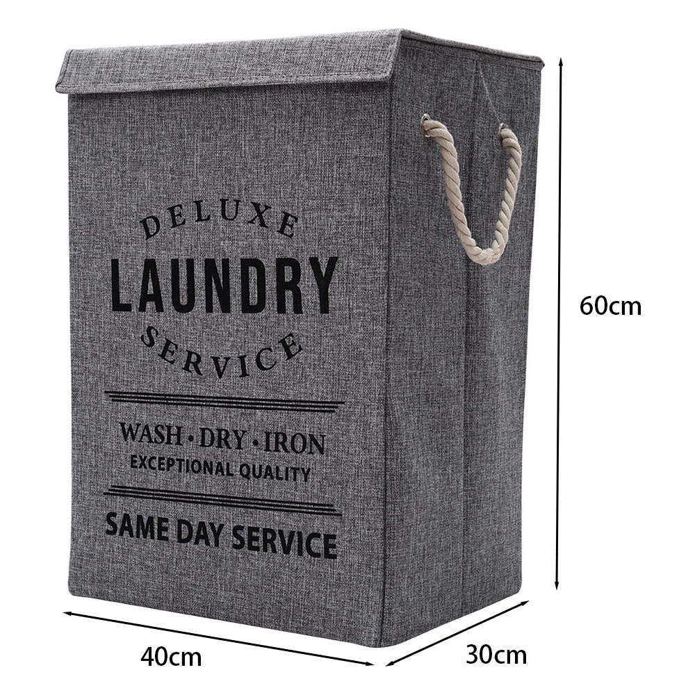 Living and Home Grey Foldable Laundry Basket with Lid Image 9