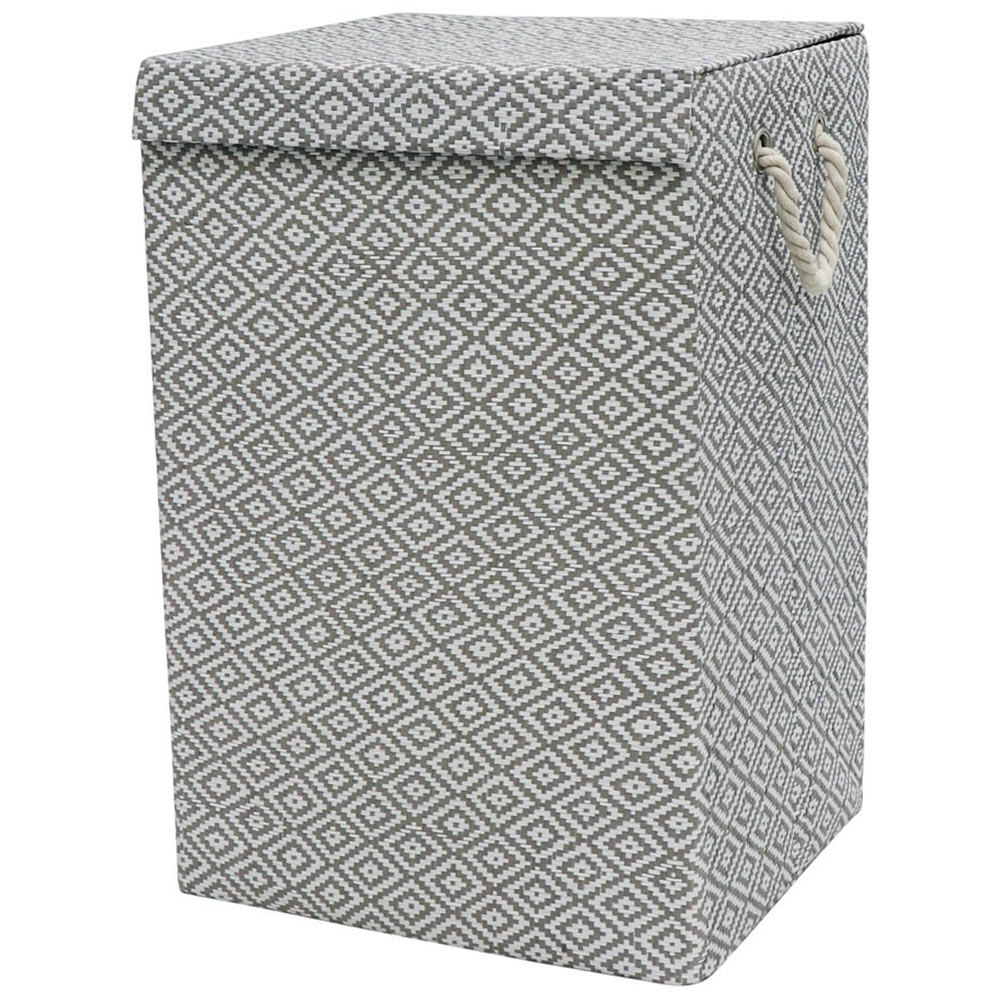 JVL Argyle 45L Grey Foldable Paper Laundry Hamper Image 1