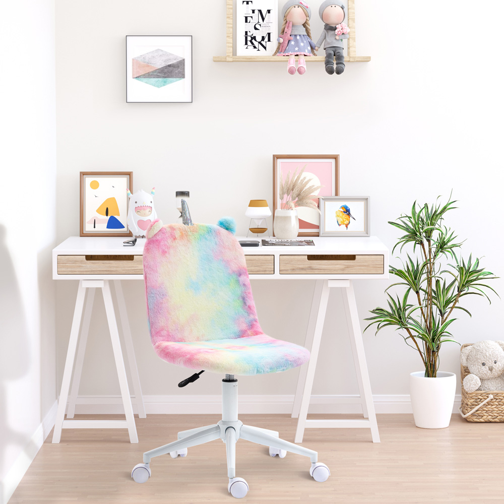 Portland Multicolour Plush Fluffy Swivel Unicorn Office Chair Image 7