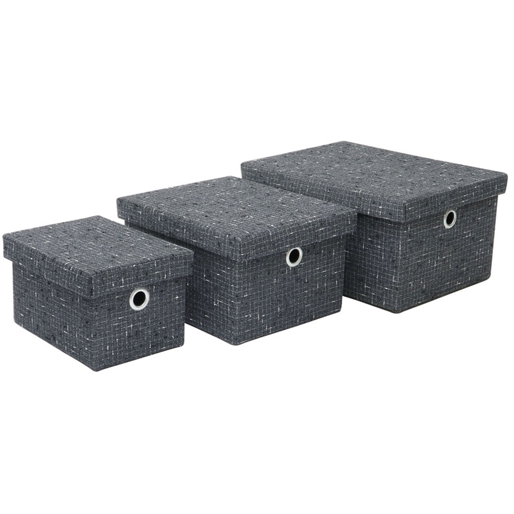 JVL Urban Set of 3 Rectangular Paper Storage Boxes with Lids Image 3